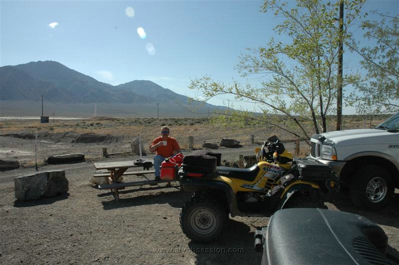 094. With No Repairs Needed Mr. Bill Enjoys a Cup Of Coffee Before Hitting The Trail On Day 4..jpg